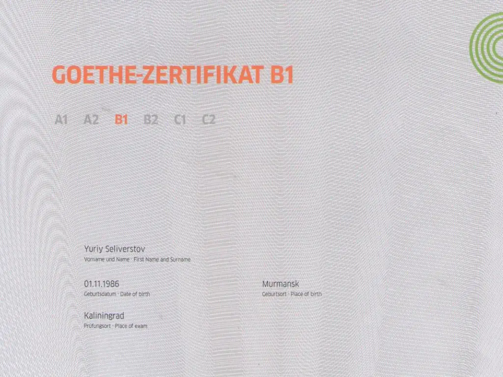 Yuryi Seliverstov German B1 level